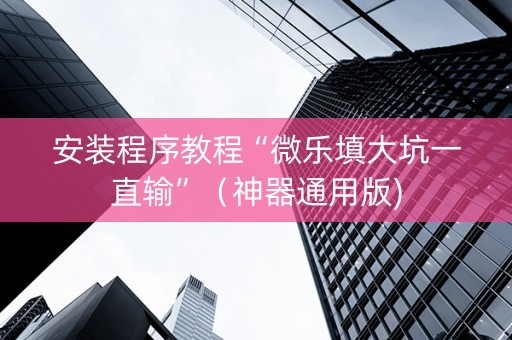安装程序教程“微乐填大坑一直输”（神器通用版)