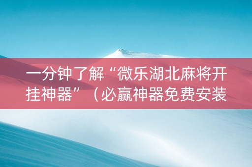 一分钟了解“微乐湖北麻将开挂神器”（必赢神器免费安装)