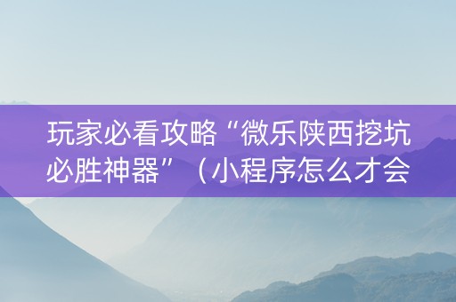 玩家必看攻略“微乐陕西挖坑必胜神器”（小程序怎么才会赢)