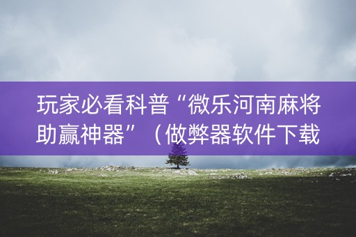 玩家必看科普“微乐河南麻将助赢神器”（做弊器软件下载)