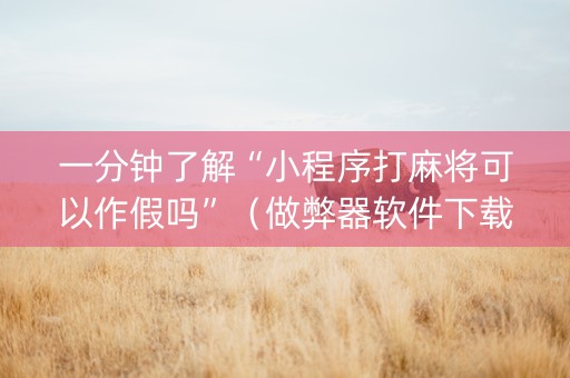 一分钟了解“小程序打麻将可以作假吗”（做弊器软件下载)