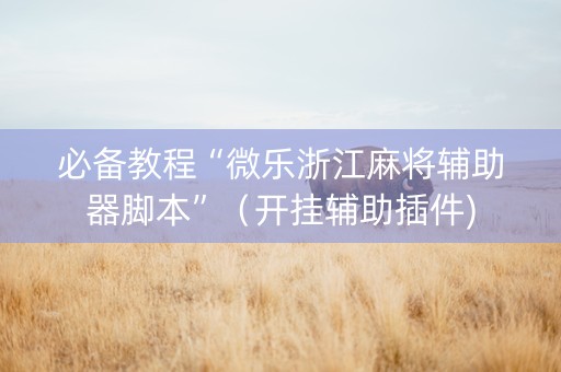 必备教程“微乐浙江麻将辅助器脚本”（开挂辅助插件)