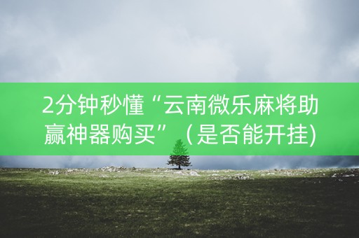 2分钟秒懂“云南微乐麻将助赢神器购买”（是否能开挂)
