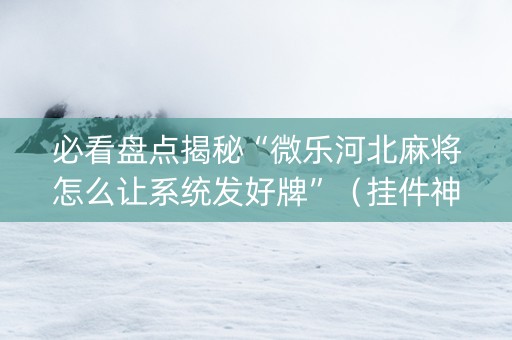 必看盘点揭秘“微乐河北麻将怎么让系统发好牌”（挂件神器)