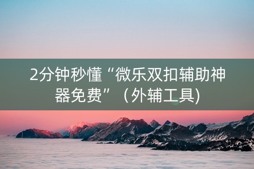 2分钟秒懂“微乐双扣辅助神器免费”（外辅工具)