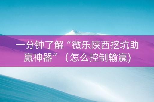 一分钟了解“微乐陕西挖坑助赢神器”（怎么控制输赢)