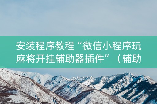 安装程序教程“微信小程序玩麻将开挂辅助器插件”（辅助器插件)