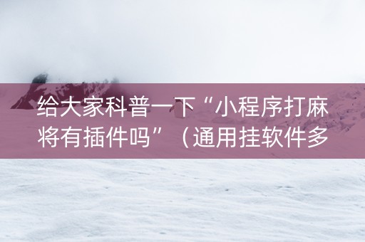 给大家科普一下“小程序打麻将有插件吗”（通用挂软件多少钱)