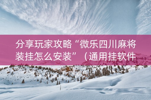 分享玩家攻略“微乐四川麻将装挂怎么安装”（通用挂软件多少钱)
