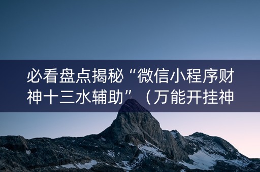 必看盘点揭秘“微信小程序财神十三水辅助”（万能开挂神器)