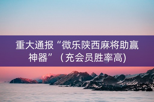 重大通报“微乐陕西麻将助赢神器”（充会员胜率高)