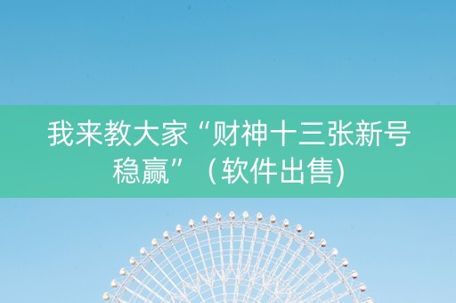 我来教大家“财神十三张新号稳赢”（软件出售)