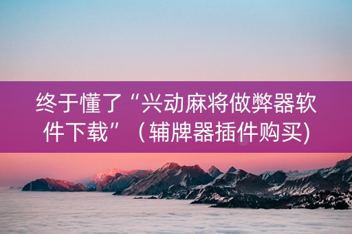 终于懂了“兴动麻将做弊器软件下载”（辅牌器插件购买)