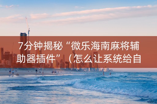 7分钟揭秘“微乐海南麻将辅助器插件”（怎么让系统给自己好牌)