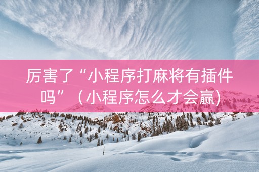 厉害了“小程序打麻将有插件吗”（小程序怎么才会赢)