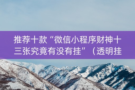 推荐十款“微信小程序财神十三张究竟有没有挂”（透明挂辅助器)