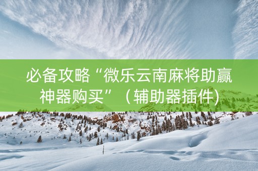 必备攻略“微乐云南麻将助赢神器购买”（辅助器插件)
