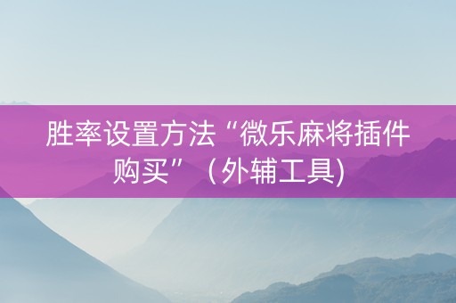 胜率设置方法“微乐麻将插件购买”（外辅工具)