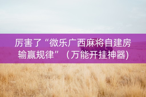厉害了“微乐广西麻将自建房输赢规律”（万能开挂神器)