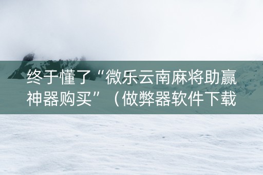 终于懂了“微乐云南麻将助赢神器购买”（做弊器软件下载)