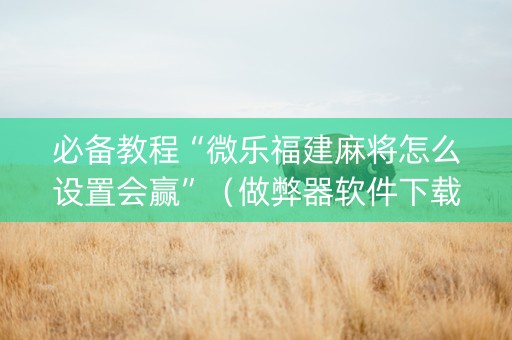 必备教程“微乐福建麻将怎么设置会赢”（做弊器软件下载)
