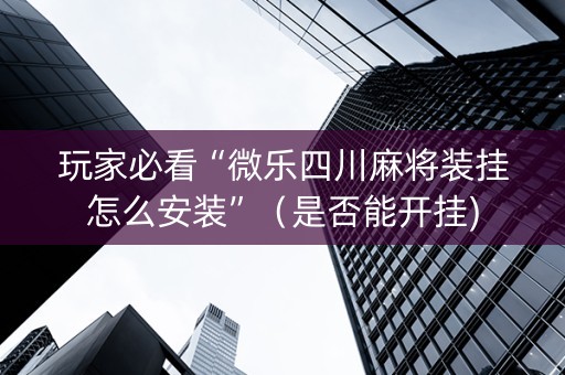 玩家必看“微乐四川麻将装挂怎么安装”（是否能开挂)