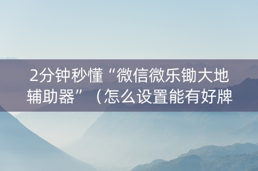 2分钟秒懂“微信微乐锄大地辅助器”（怎么设置能有好牌)