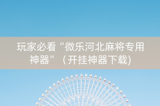 玩家必看“微乐河北麻将专用神器”（开挂神器下载)