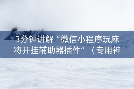 3分钟讲解“微信小程序玩麻将开挂辅助器插件”（专用神器下载)