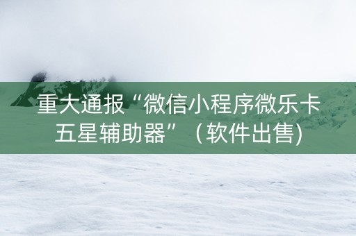 重大通报“微信小程序微乐卡五星辅助器”（软件出售)