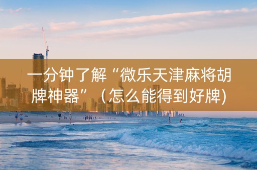 一分钟了解“微乐天津麻将胡牌神器”（怎么能得到好牌)