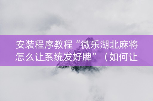 安装程序教程“微乐湖北麻将怎么让系统发好牌”（如何让系统发好牌)