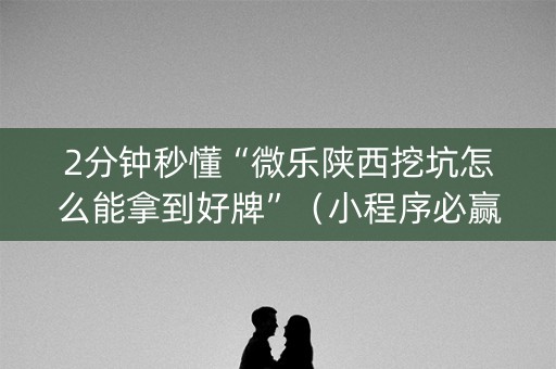 2分钟秒懂“微乐陕西挖坑怎么能拿到好牌”（小程序必赢神器)