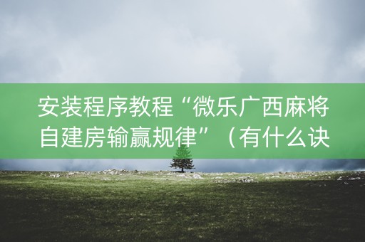安装程序教程“微乐广西麻将自建房输赢规律”（有什么诀窍)