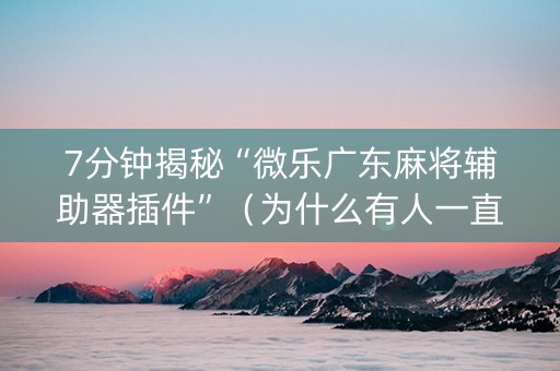 7分钟揭秘“微乐广东麻将辅助器插件”（为什么有人一直赢)