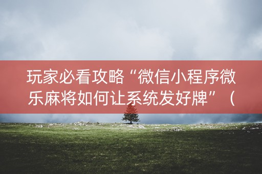 玩家必看攻略“微信小程序微乐麻将如何让系统发好牌”（怎么能让牌好一点)