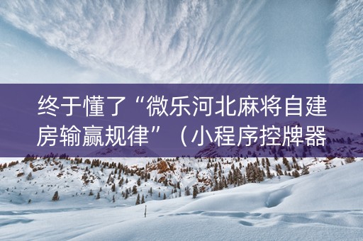 终于懂了“微乐河北麻将自建房输赢规律”（小程序控牌器)