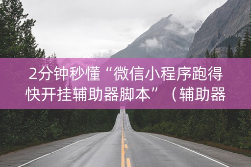 2分钟秒懂“微信小程序跑得快开挂辅助器脚本”（辅助器下载)