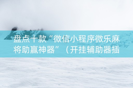 盘点十款“微信小程序微乐麻将助赢神器”（开挂辅助器插件)