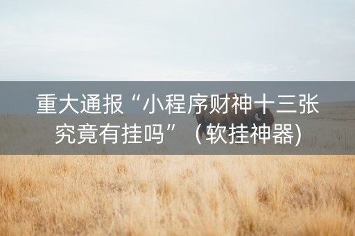 重大通报“小程序财神十三张究竟有挂吗”（软挂神器)