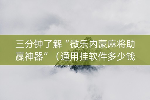 三分钟了解“微乐内蒙麻将助赢神器”（通用挂软件多少钱)