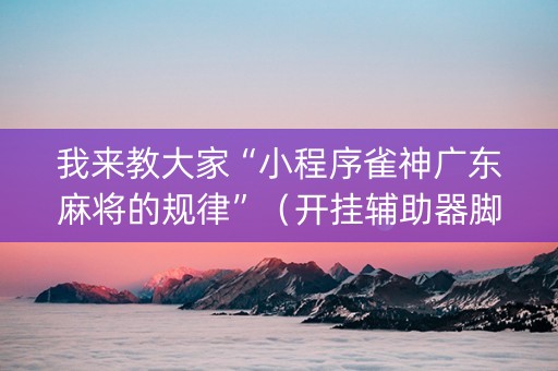 我来教大家“小程序雀神广东麻将的规律”（开挂辅助器脚本)
