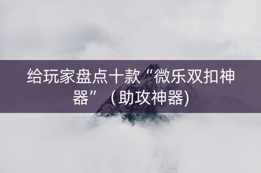 给玩家盘点十款“微乐双扣神器”（助攻神器)