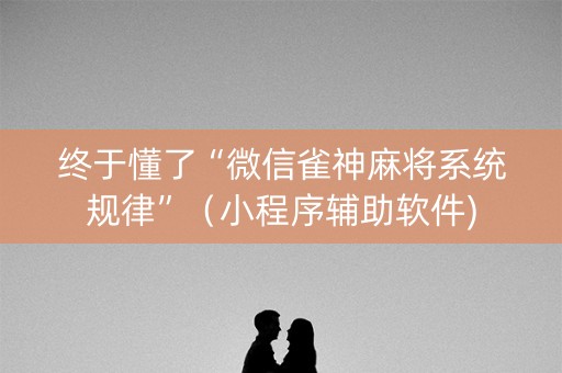 终于懂了“微信雀神麻将系统规律”（小程序辅助软件)