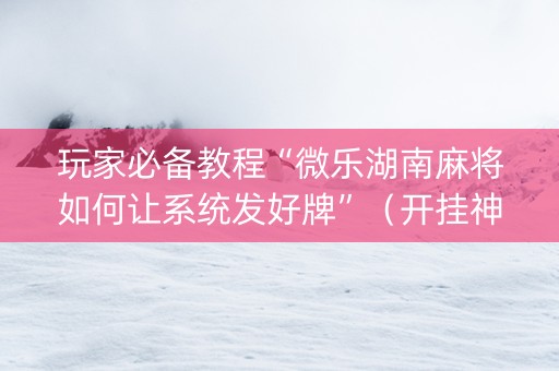 玩家必备教程“微乐湖南麻将如何让系统发好牌”（开挂神器下载)