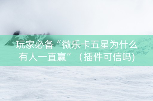 玩家必备“微乐卡五星为什么有人一直赢”（插件可信吗)