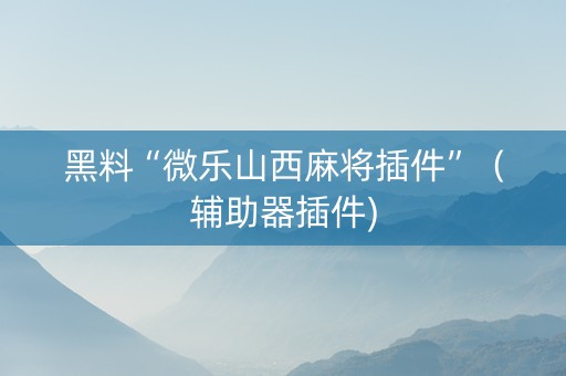 黑料“微乐山西麻将插件”（辅助器插件)