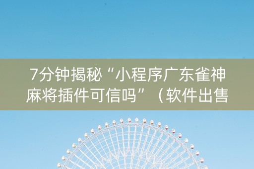 7分钟揭秘“小程序广东雀神麻将插件可信吗”（软件出售)