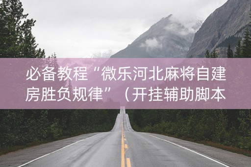 必备教程“微乐河北麻将自建房胜负规律”（开挂辅助脚本)