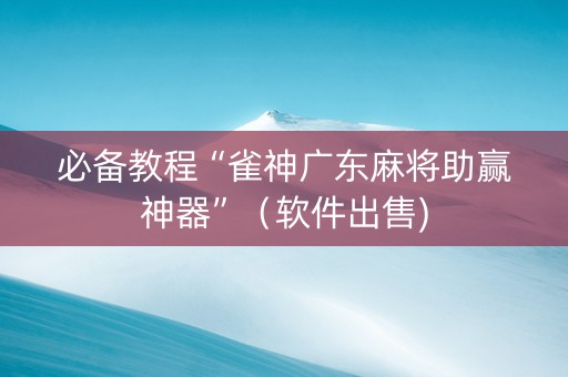 必备教程“雀神广东麻将助赢神器”（软件出售)